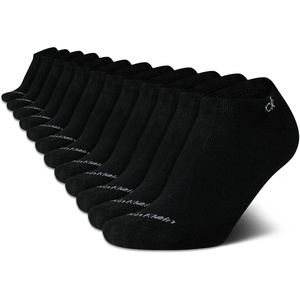 Calvin Klein Womens No Show Socks – 12 Pack Soft Cotton Blend Lightweight Athletic Low Cut Running Socks for Women(Black)