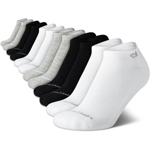 Calvin Klein Womens No Show Socks – 12 Pack Soft Cotton Blend Lightweight Athletic Low Cut Running Socks for Women(Black/White/Grey)