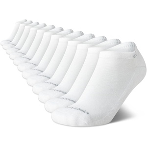 Calvin Klein Womens No Show Socks – 12 Pack Soft Cotton Blend Lightweight Athletic Low Cut Running Socks for Women(White)