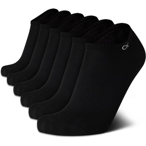 Calvin Klein Womens No Show Socks – 6 Pack Breathable Cotton Blend Athletic Performance Low Cut Running Socks for Women(All Black)