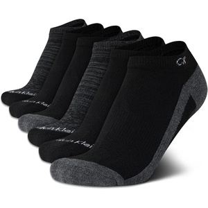Calvin Klein Womens No Show Socks – 6 Pack Breathable Cotton Blend Athletic Performance Low Cut Running Socks for Women(Black Assorted)