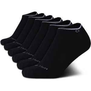 Calvin Klein Womens No Show Socks – 6 Pack Breathable Cotton Blend Athletic Performance Low Cut Running Socks for Women(Black Cushion)
