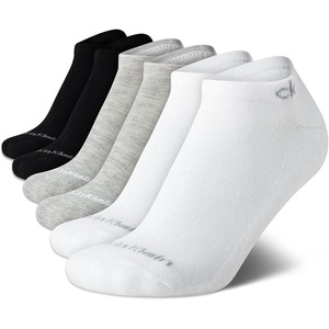 Calvin Klein Womens No Show Socks – 6 Pack Breathable Cotton Blend Athletic Performance Low Cut Running Socks for Women(Black/White/Grey)