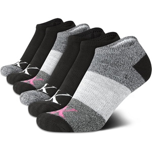 Calvin Klein Womens No Show Socks – 6 Pack Breathable Cotton Blend Athletic Performance Low Cut Running Socks for Women(Grey/Black Logo)