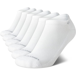 Calvin Klein Womens No Show Socks – 6 Pack Breathable Cotton Blend Athletic Performance Low Cut Running Socks for Women(White)