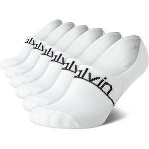 Calvin Klein Womens No Show Socks – 6 Pack Non Slip Heel Lightweight Cotton Blend Invisible Liner Socks for Women(Classic White)