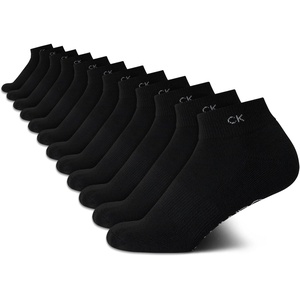 Calvin Klein Womens Quarter Socks – 12 Pack Breathable Cushioned Athletic Ankle Socks for Women for Running and Workout(All Black)