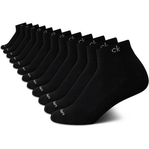 Calvin Klein Womens Quarter Socks – 12 Pack Breathable Cushioned Athletic Ankle Socks for Women for Running and Workout(Black)