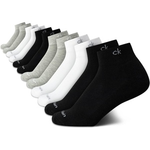 Calvin Klein Womens Quarter Socks – 12 Pack Breathable Cushioned Athletic Ankle Socks for Women for Running and Workout(Black/White/Grey)