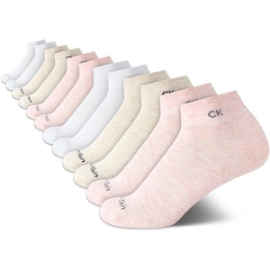 Calvin Klein Womens Quarter Socks – 12 Pack Breathable Cushioned Athletic Ankle Socks for Women for Running and Workout(Oatmeal/Pink/White)