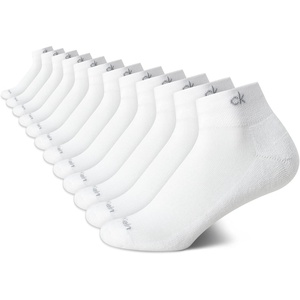 Calvin Klein Womens Quarter Socks – 12 Pack Breathable Cushioned Athletic Ankle Socks for Women for Running and Workout(White)