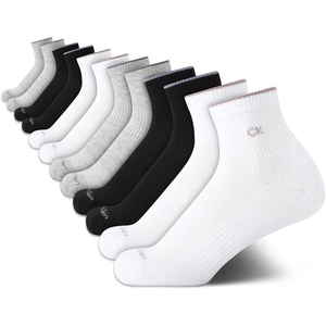 Calvin Klein Womens Quarter Socks – 12 Pack Soft Cushioned Athletic Ankle Socks for Women for Running and Workout(Black Grey Multi)