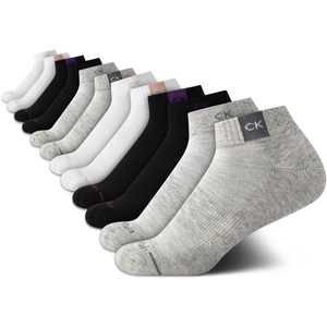 Calvin Klein Womens Quarter Socks – 12 Pack Soft Cushioned Athletic Ankle Socks for Women for Running and Workout(Grey Multi)