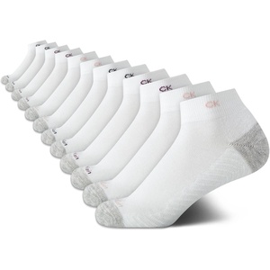 Calvin Klein Womens Quarter Socks – 12 Pack Soft Cushioned Athletic Ankle Socks for Women for Running and Workout(White Grey)