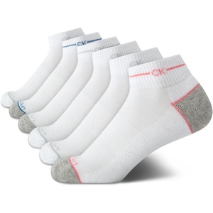 Calvin Klein Women’s Quarter Socks – 6 Pack Cushioned Athletic Ankle Socks for Women – Women’s Sports Socks (Size: 4-10)(White Grey)
