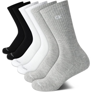 Calvin Klein Women’s Socks – Cushion Athletic Crew Socks (6 Pack)(Grey Assorted)