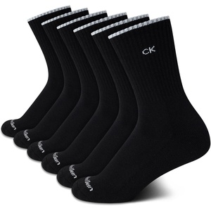 Calvin Klein Women’s Socks – Cushion Athletic Crew Socks (6 Pack)(Pure Black)