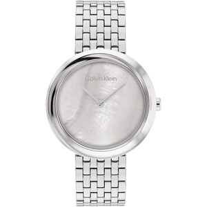 Calvin Klein Women’s Twisted Bezel – 34mm 2H Quartz Watch – Stainless Steel Bracelet – Water Resistance 30 Meters – Minimalistic Style – Premium Fashion – Gift for Her(Grey Mother of Pearl)