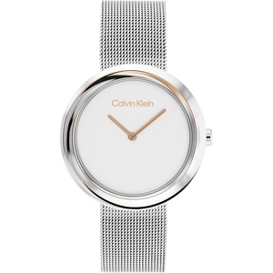 Calvin Klein Women’s Twisted Bezel – 34mm 2H Quartz Watch – Stainless Steel Bracelet – Water Resistance 30 Meters – Minimalistic Style – Premium Fashion – Gift for Her(Silver)