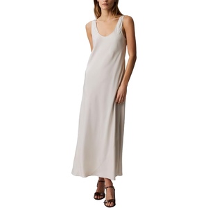Calvin Klein Women’s Viscose Twill Midi Slip Dress(Oatmeal)