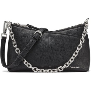 Calvin Klein Women’s Zoe Top Zip Chain Crossbody(Black/Silver)