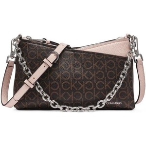 Calvin Klein Women’s Zoe Top Zip Chain Crossbody(Brown/Khaki/Petal/Vanilla/Khaki)