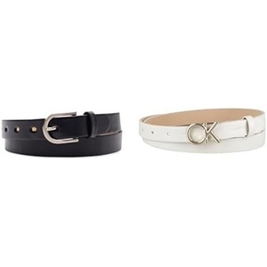Calvin Klein womens Casual Slim Width Fashion Belt for Jeans, Trousers and Dresses(Black & White Slim)