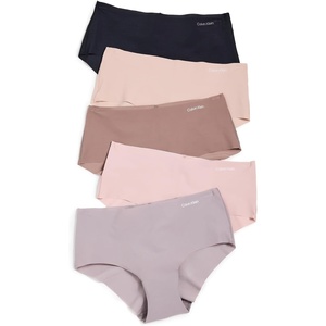 Calvin Klein womens Invisibles Seamless Hipster Panties, Multipack(Black/Cavernstone/Grey Sand/Subdued/Cedar)