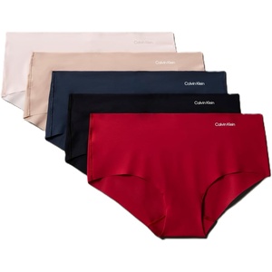 Calvin Klein womens Invisibles Seamless Hipster Panties, Multipack(Red Stamp/Nymphs Thigh/Black/Cedar/Speakeasy)