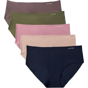 Calvin Klein womens Invisibles Seamless Hipster Panties, Multipack(Shoreline/ Botanical Brown/ Brush Green/ Soft Mauve/ Cedar)