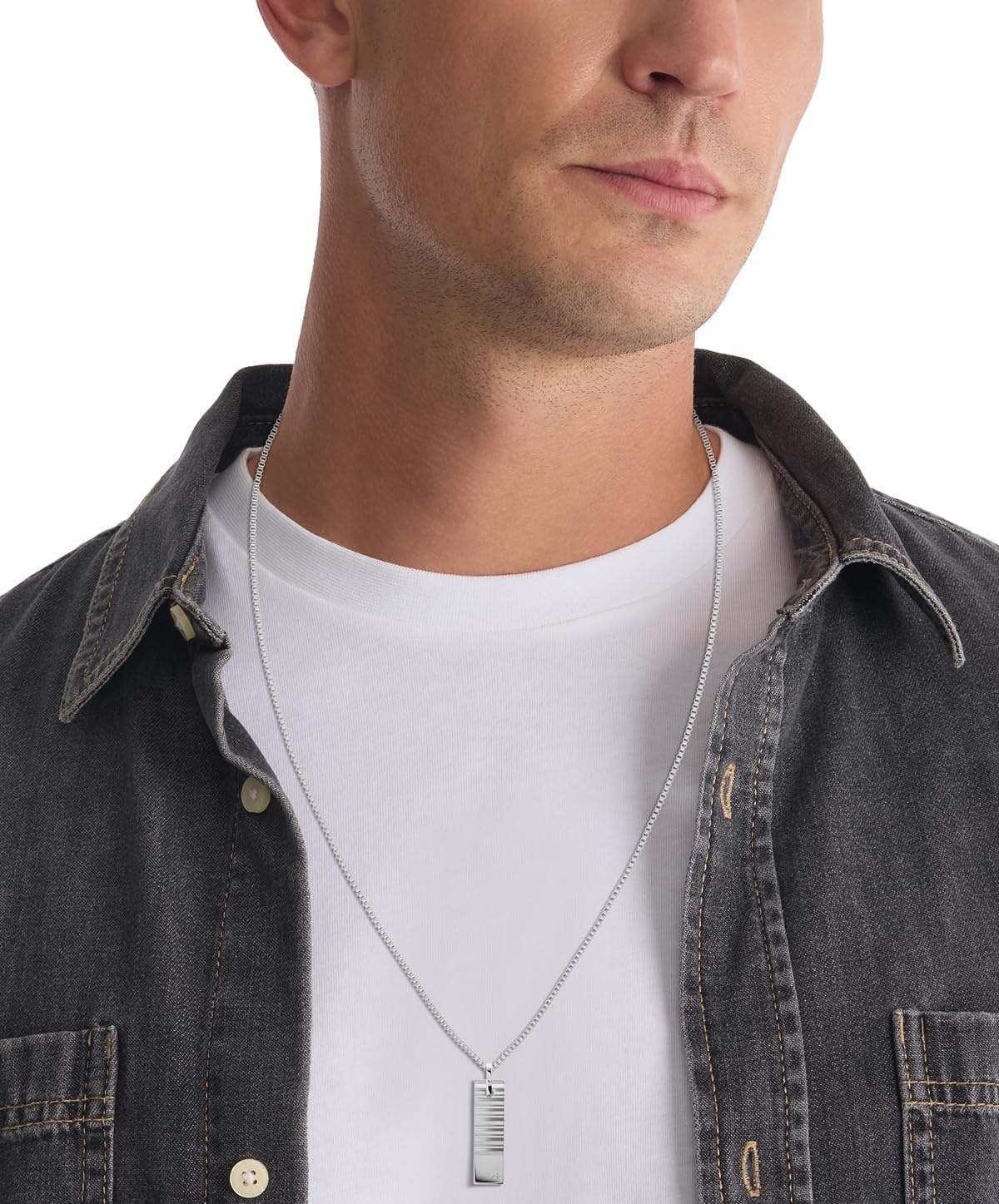 image:imageCalvin Klein Mens CK Parallel Hematite Bead Necklace Timeless Stainless Steel Jewelry Gift for Him