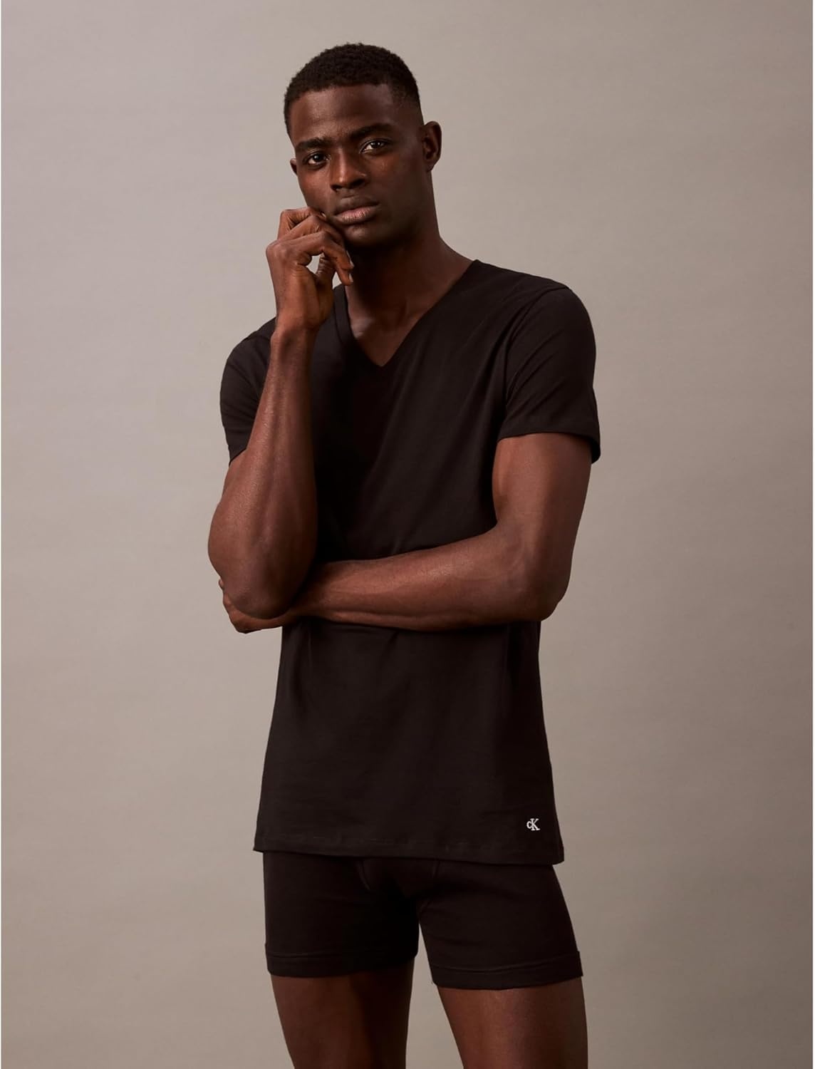 image:imageCalvin Klein Mens Cotton Classics 3Pack Undershirts3 Black Vneck