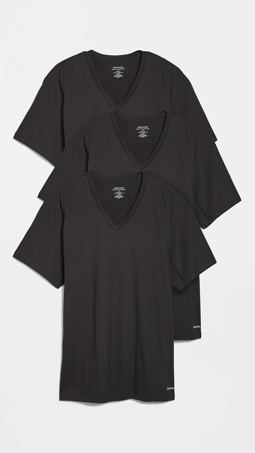 image:imageCalvin Klein Mens Cotton Classics 3Pack Undershirts3 Classic Black Vneck