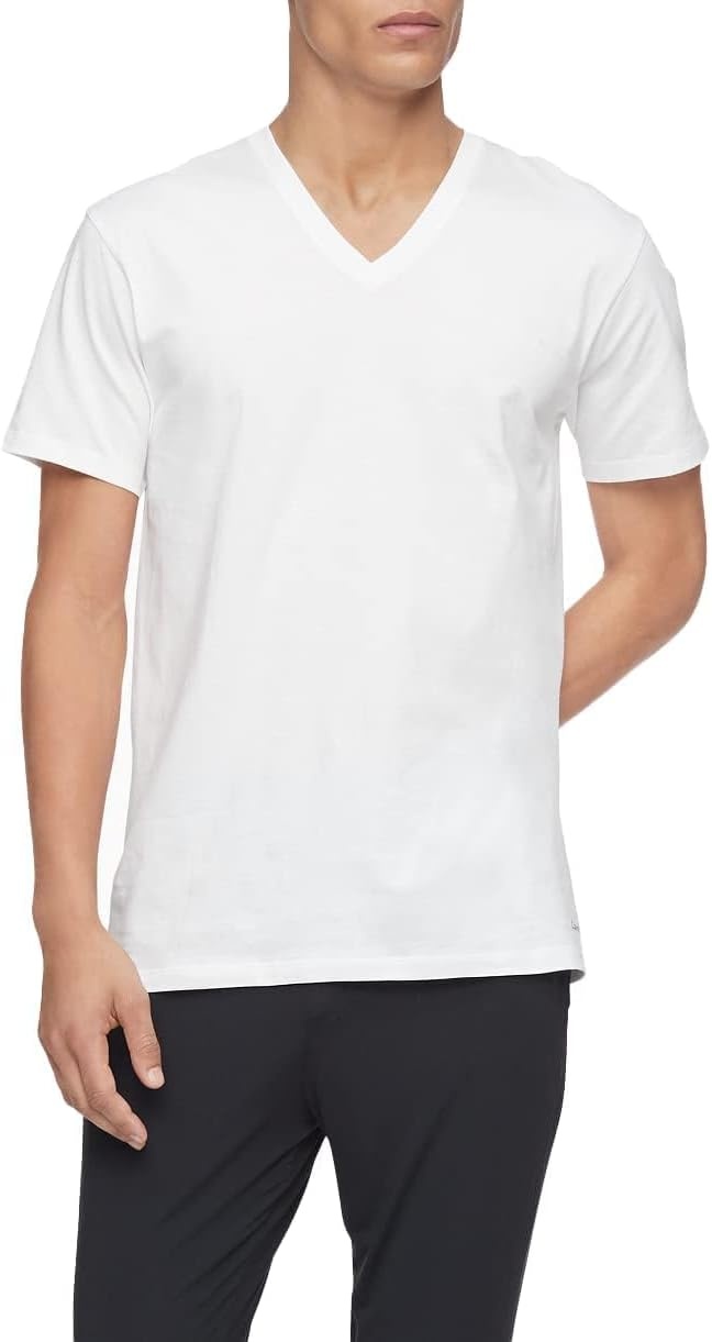 image:imageCalvin Klein Mens Cotton Classics 3Pack Undershirts3 Classic White Vneck