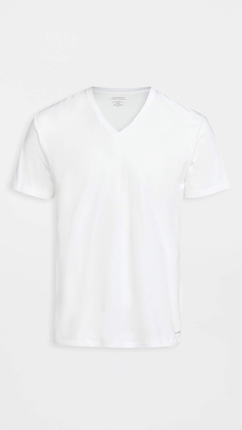 image:imageCalvin Klein Mens Cotton Classics 3Pack Undershirts3 Classic White Vneck