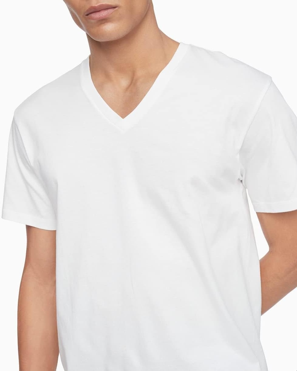 image:imageCalvin Klein Mens Cotton Classics 3Pack Undershirts3 Classic White Vneck