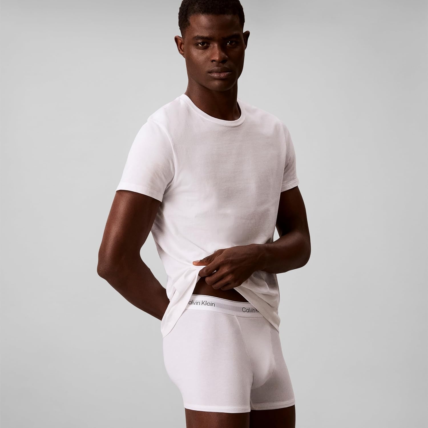 image:imageCalvin Klein Mens Cotton Classics 3Pack UndershirtsBlack Grey Heather White Crewneck