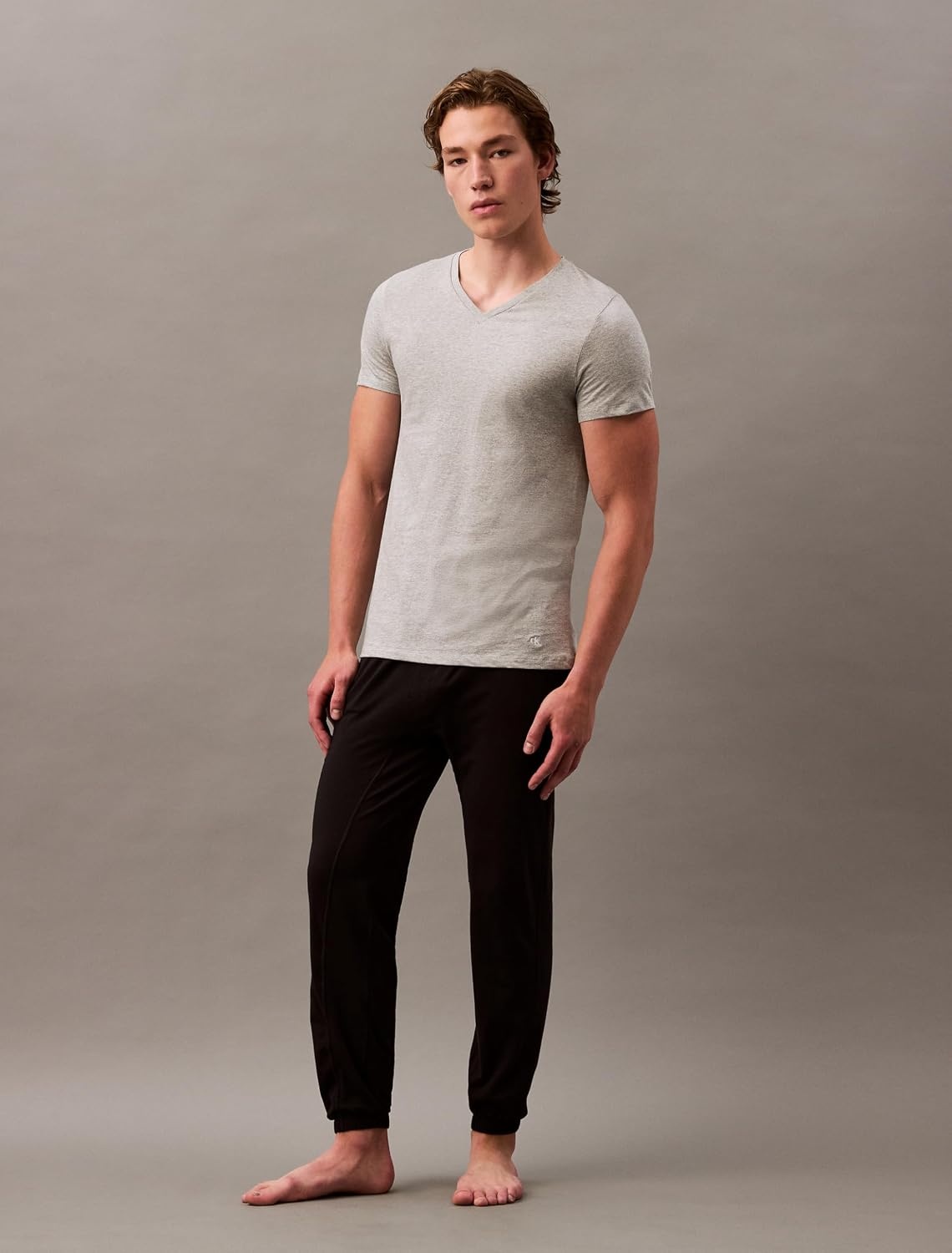 image:imageCalvin Klein Mens Cotton Classics 3Pack UndershirtsBlack Grey Heather White Vneck