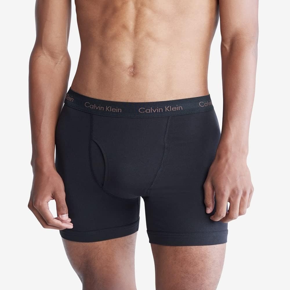 image:imageCalvin Klein Mens Cotton Stretch 3Pack Boxer BriefBlack Bodies W Olive Gentle Red Carpet Logos