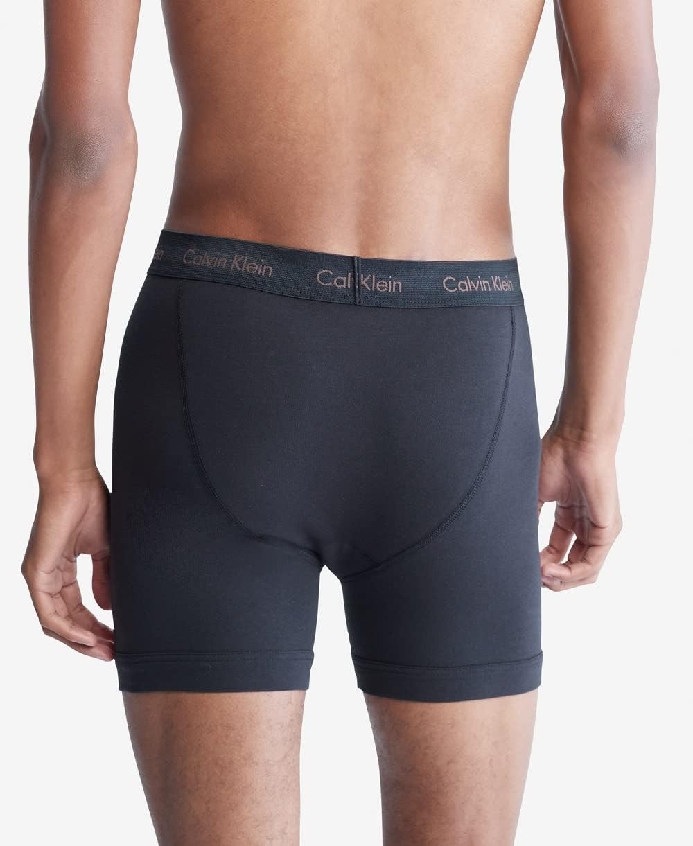 image:imageCalvin Klein Mens Cotton Stretch 3Pack Boxer BriefBlack Bodies W Olive Gentle Red Carpet Logos