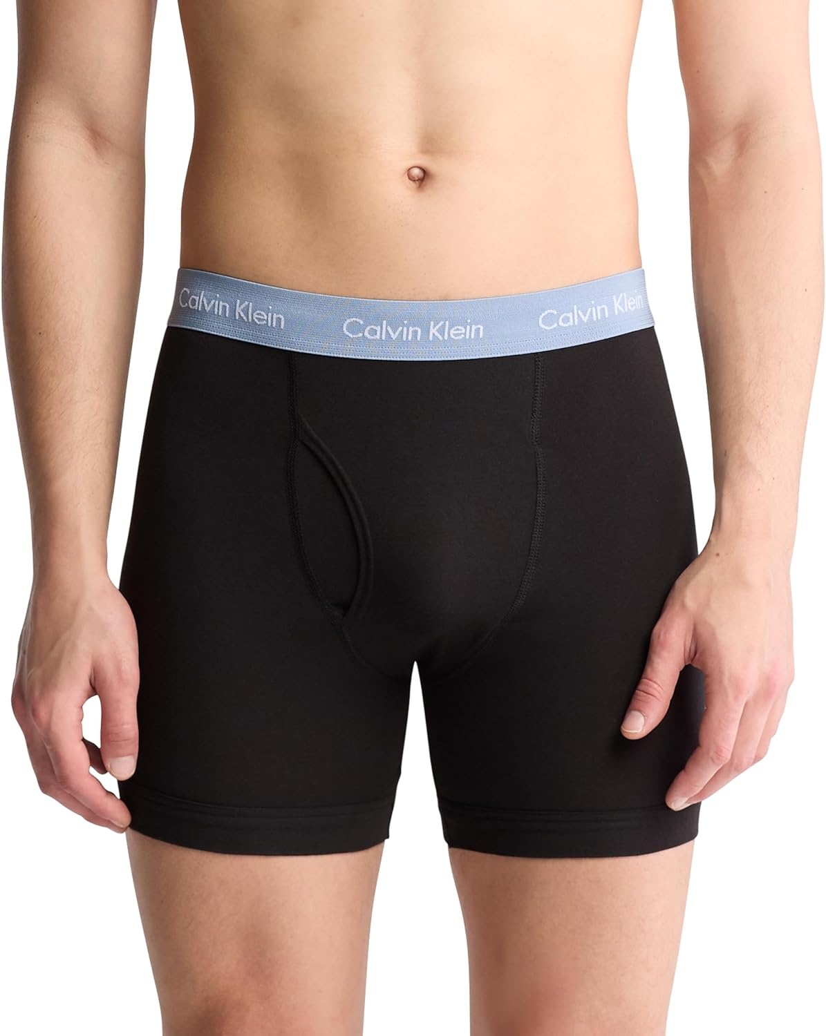 image:imageCalvin Klein Mens Cotton Stretch 3Pack Boxer BriefBlack W New Navy Vintage Khaki Troposphere Logos