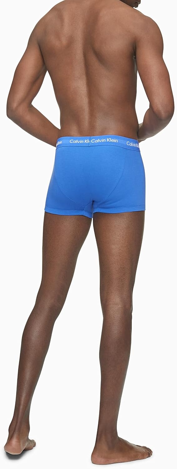 image:imageCalvin Klein Mens Cotton Stretch 3Pack Low Rise TrunksBlack Blue Shadow Cobalt Water
