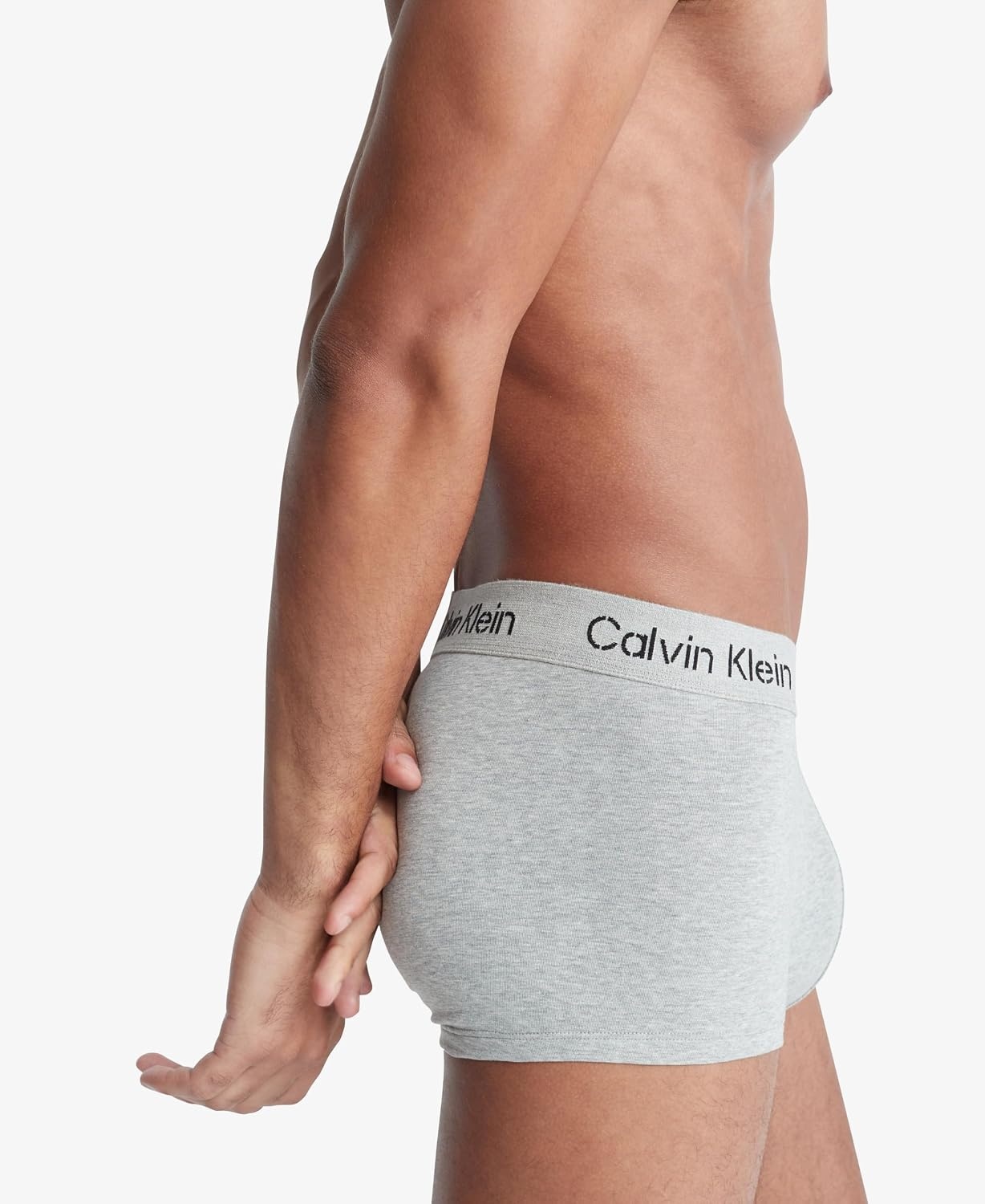 image:imageCalvin Klein Mens Cotton Stretch 3Pack Low Rise TrunksBlack Speakeasy Grey Heather