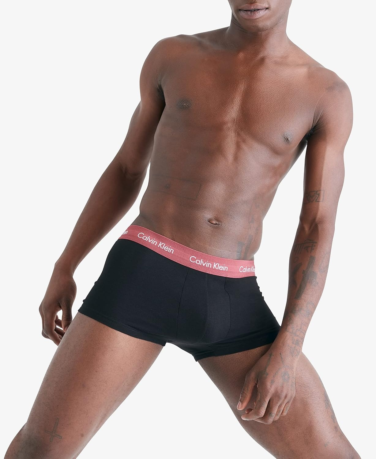 image:imageCalvin Klein Mens Cotton Stretch 3Pack Low Rise TrunksBlack Bodies W Grey Heather Silver Birch Raspberry Blush