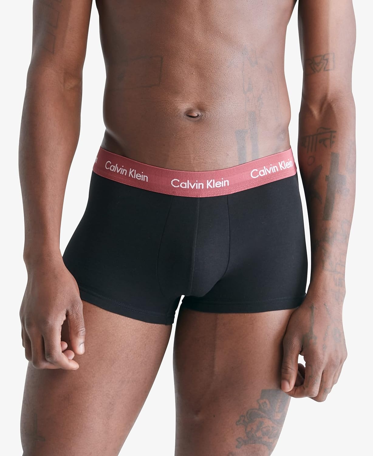 image:imageCalvin Klein Mens Cotton Stretch 3Pack Low Rise TrunksBlack Bodies W Grey Heather Silver Birch Raspberry Blush