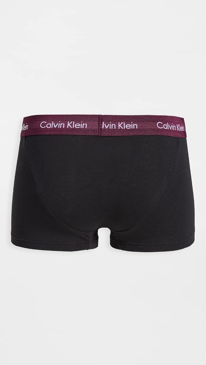 image:imageCalvin Klein Mens Cotton Stretch 3Pack Low Rise TrunksBlack Bodies W Pale Orchid Hollywood Pink Grape Glimmer