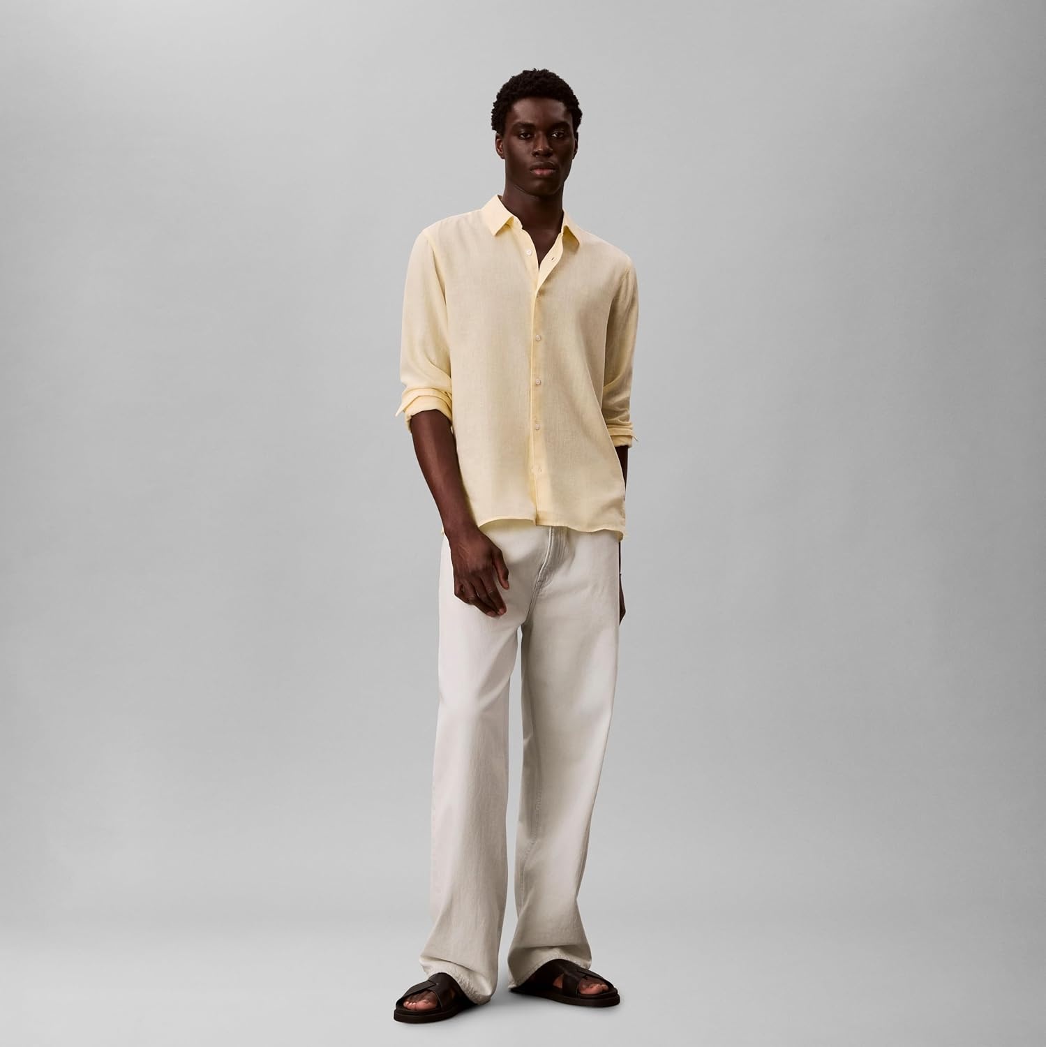 image:imageCalvin Klein Mens Long Sleeve Linen Classic ShirtAnise Flower