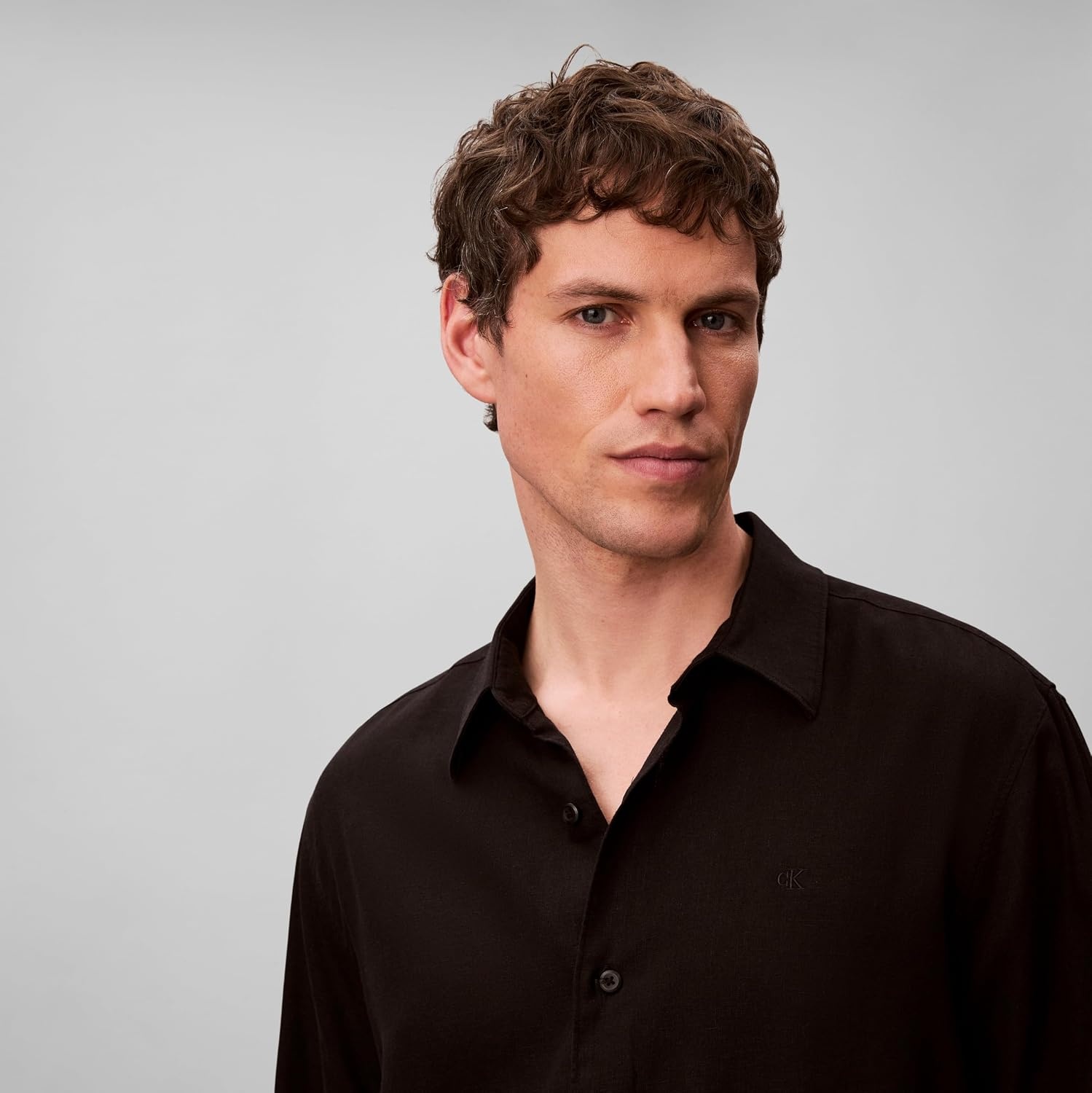 image:imageCalvin Klein Mens Long Sleeve Linen Classic ShirtBlack