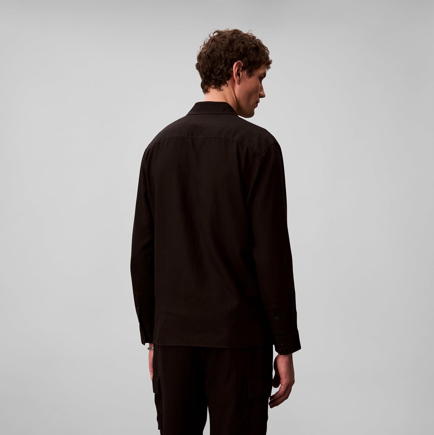 image:imageCalvin Klein Mens Long Sleeve Linen Classic ShirtBlack