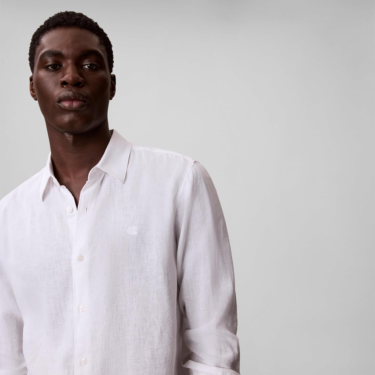 image:imageCalvin Klein Mens Long Sleeve Linen Classic ShirtBrilliant White